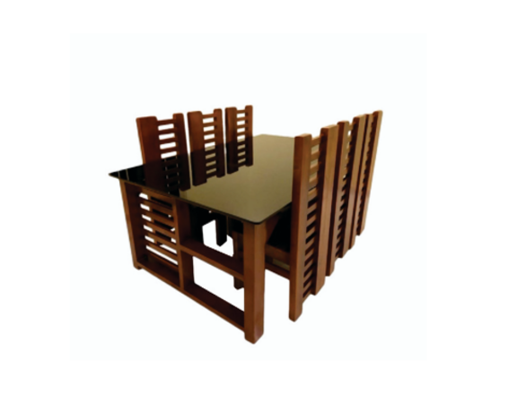 Acacia Wood 4-Seater Dining Table-2