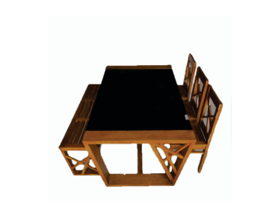 dining-table5 Acacia Wood 4-Seater Dining Table-5 - Image 1